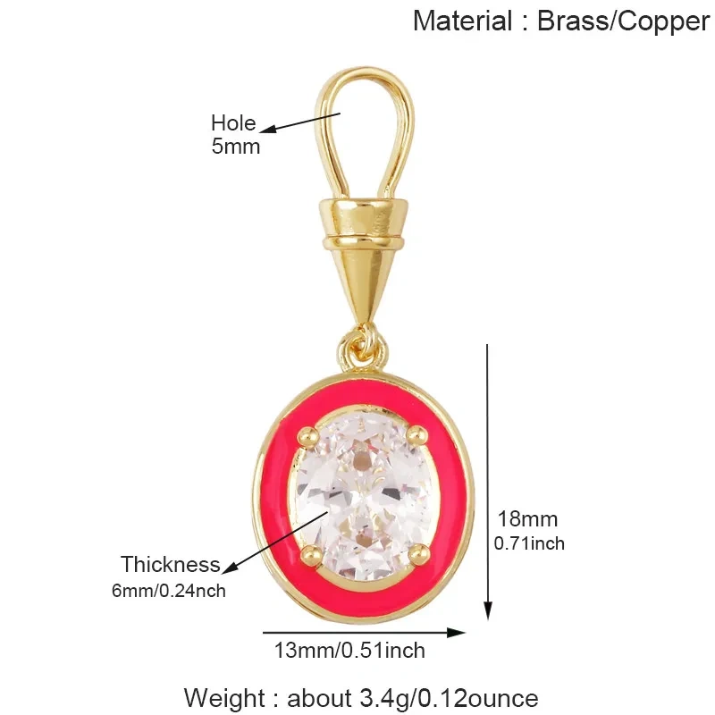 Trendy Rainbow Enamel Star Oval Rectangle Colorful Zircon Pendant Charms,DIY Necklace Bracelet Earring Jewelry Making Supply M13