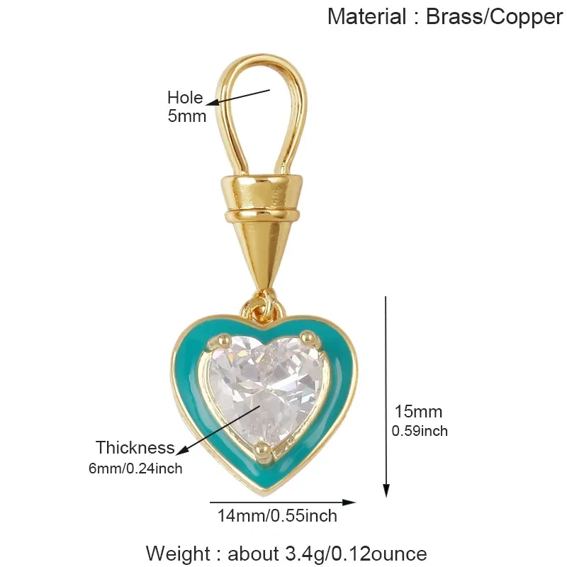 Trendy Rainbow Enamel Heart Marquise Teardrop Round CZ Pendant Charms,Necklace Bracelet Earring Jewelry Making Supplies J06 M13