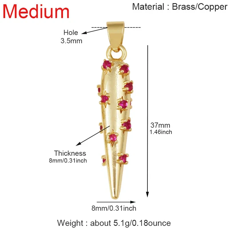 Luxury Zircon Cone Spike Teardrop Charm Pendant,DIY Necklace Bracelet Earring Jewelry Handmade Making Accessories Supplies H43