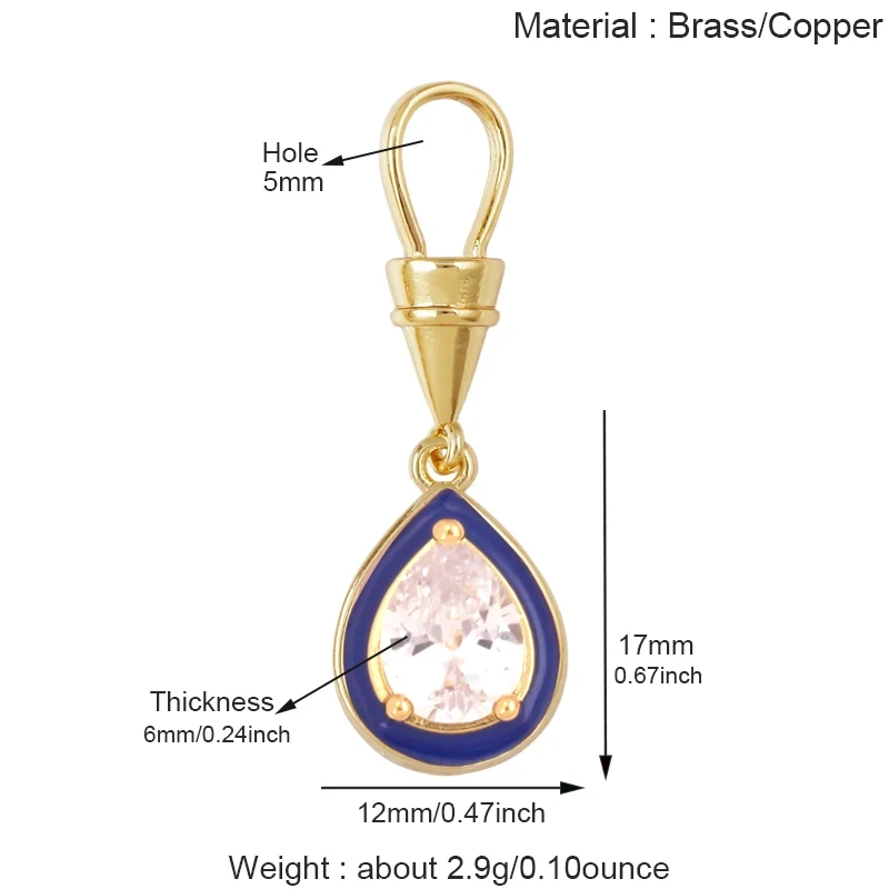 Trendy Rainbow Enamel Heart Marquise Teardrop Round CZ Pendant Charms,Necklace Bracelet Earring Jewelry Making Supplies J06 M13