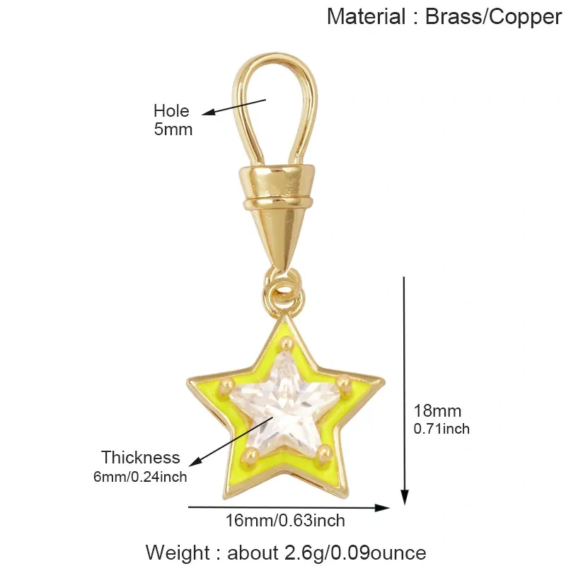 Trendy Rainbow Enamel Star Oval Rectangle Colorful Zircon Pendant Charms,DIY Necklace Bracelet Earring Jewelry Making Supply M13