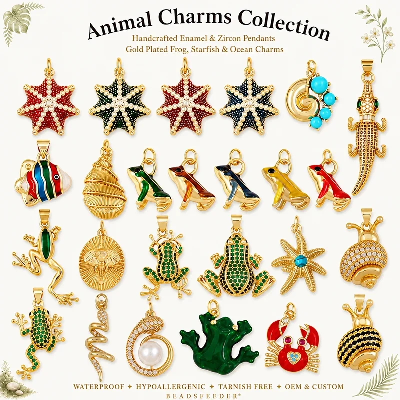 2pcs/Lot Animal Frog Snake Crocodile Crab Fish Starfish Conch Charms Pendants,Jewelry Making Findings for Necklace Bracelet J13