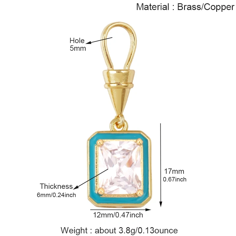 Trendy Rainbow Enamel Star Oval Rectangle Colorful Zircon Pendant Charms,DIY Necklace Bracelet Earring Jewelry Making Supply M13