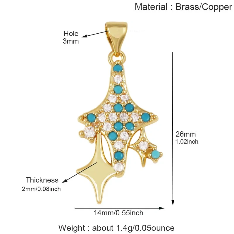Trendy Star Moon Four‑Leaf Clover Starry Sky Evil Eye Charms Pendants,Necklace Bracelet Jewelry Making Accessories Supply T17