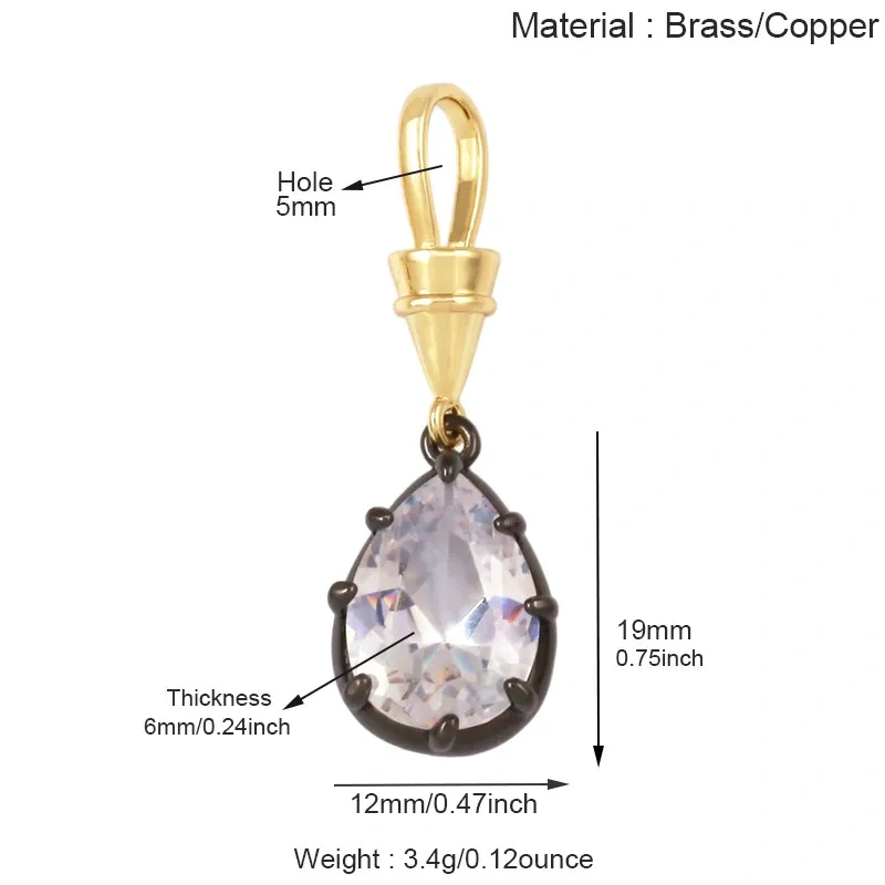 Colorful Zircon Charms Water Drop Oval Square Heart Shape Pendants,DIY Jewelry Making For Choker Necklace Clavicle Chain L91
