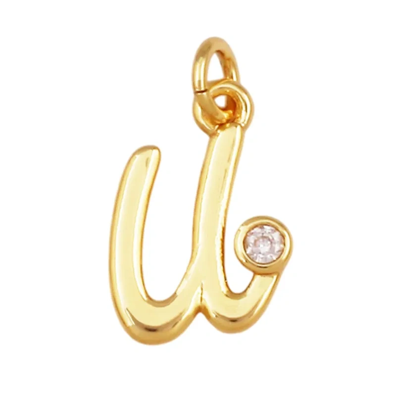 Cute Mini Alphabet Charm Initial Name Letter Pendant,Simple Zircon Necklace Bracelet DIY Jewelry Making Accessories R47