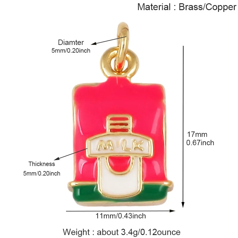Cute Enamel Candy Charms Ice Cream Chocolate Pizza Milk Bottle Pendants,Necklace Bracelet Making DIY Craft Supplies J04