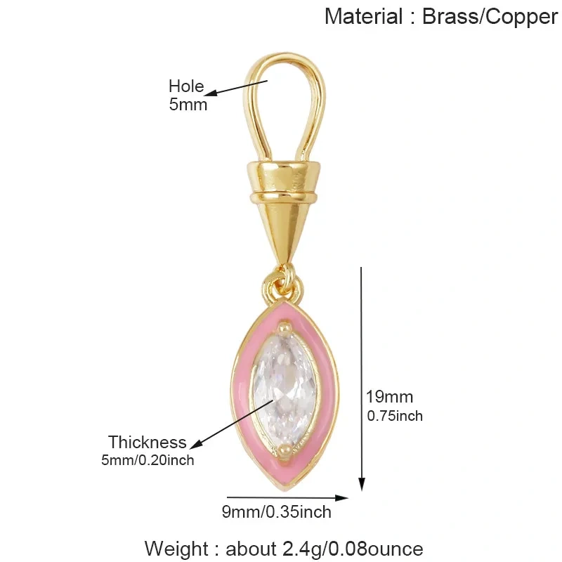 Trendy Rainbow Enamel Heart Marquise Teardrop Round CZ Pendant Charms,Necklace Bracelet Earring Jewelry Making Supplies J06 M13