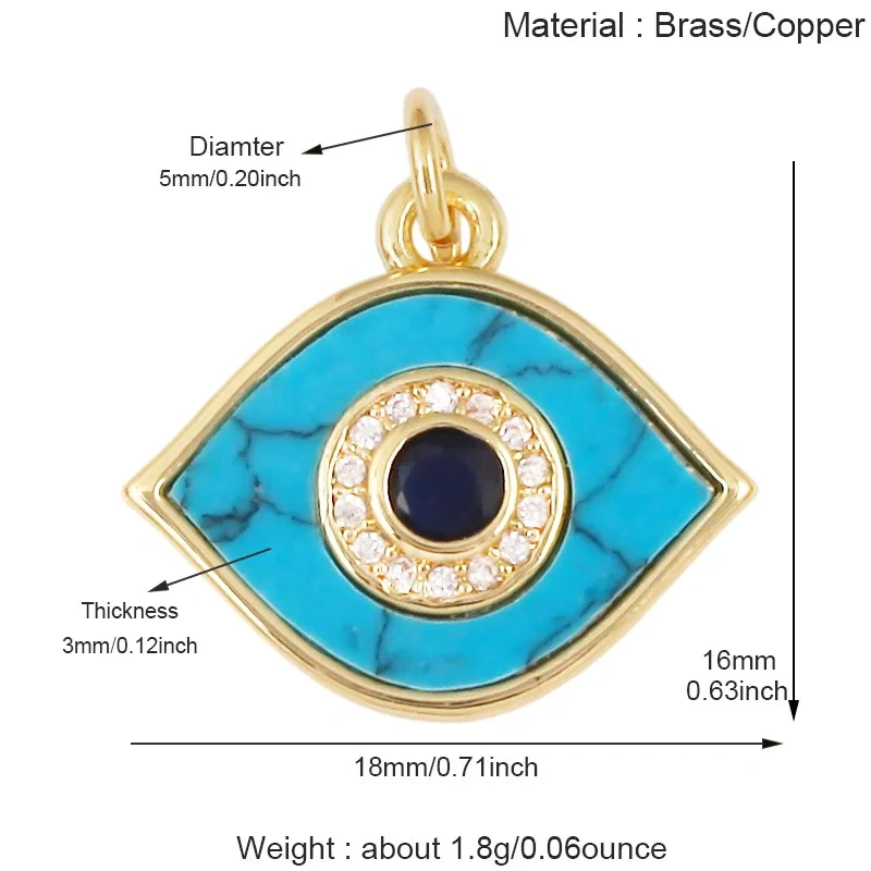 Trendy Moon Star Clover Tarot Evil Eye Charm Pendants,DIY Jewelry Findings Making Turquoise Zircon Bracelet Necklace Supply T17