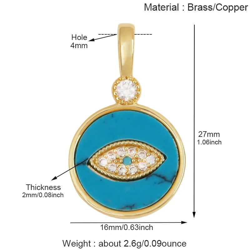 Trendy Moon Star Clover Tarot Evil Eye Charm Pendants,DIY Jewelry Findings Making Turquoise Zircon Bracelet Necklace Supply T17