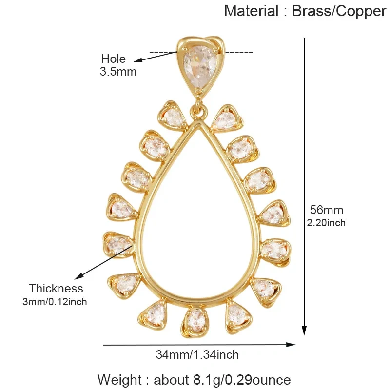 Luxury Zircon Cone Spike Teardrop Charm Pendant,DIY Necklace Bracelet Earring Jewelry Handmade Making Accessories Supplies H43
