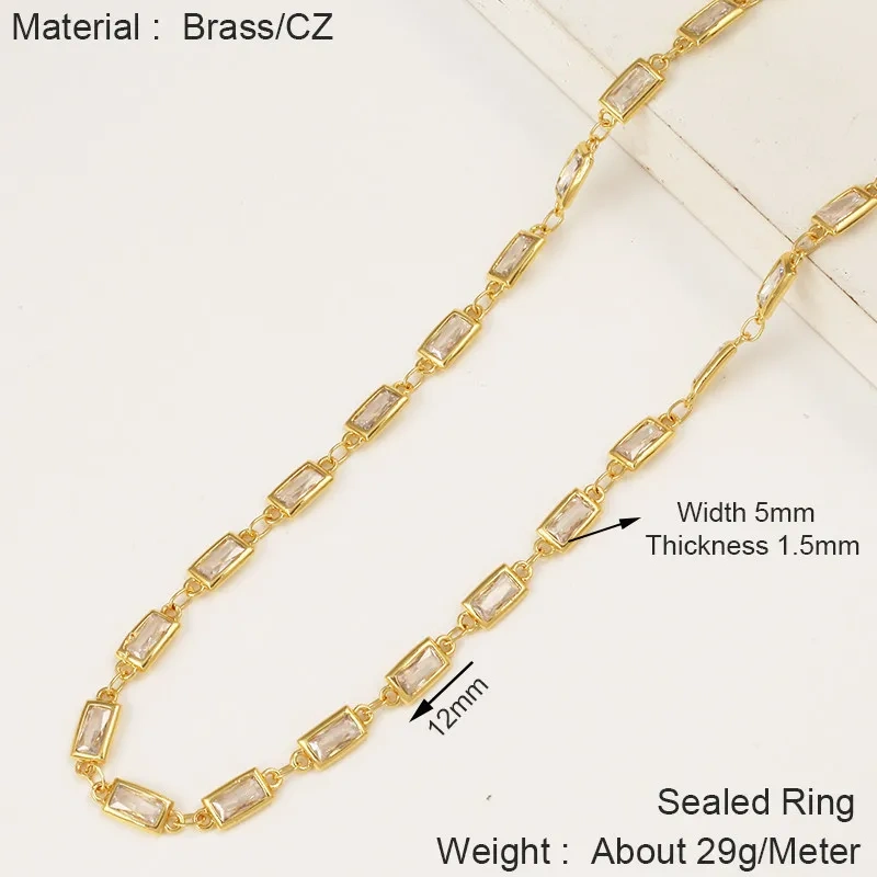 Square Oval Teardrop Zircon Unfinished Cuttable Chain,DIY Beading Accessories for Necklace Bracelet Jewelry Making Supplies R80