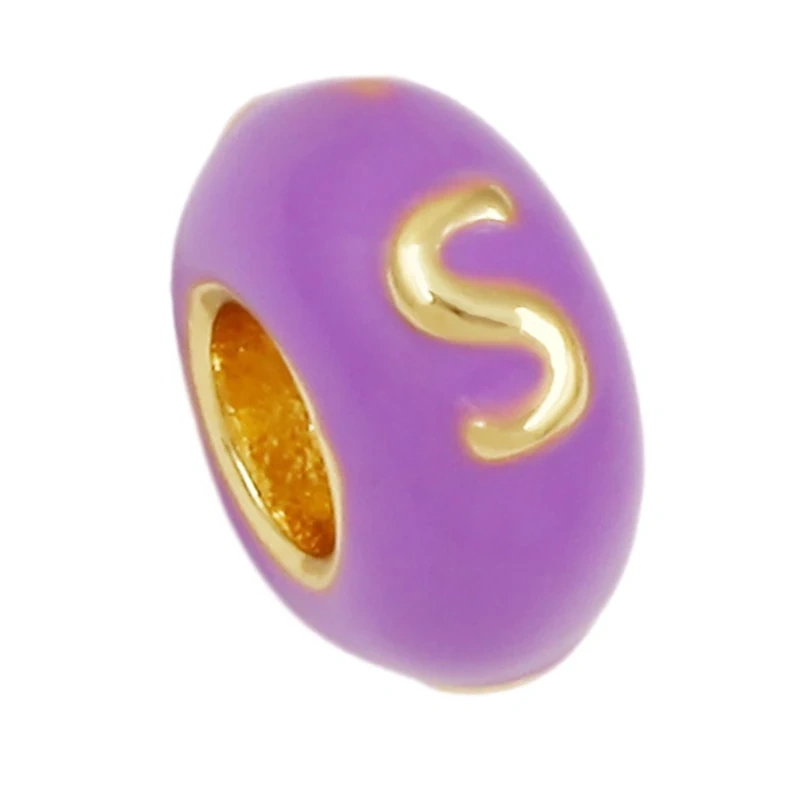 Trendy Large Hole Copper Letter Spacer Beads,Color Enamel Oil Drip Charms Bracelet Necklace Craft Making Jewelry Accessories R99