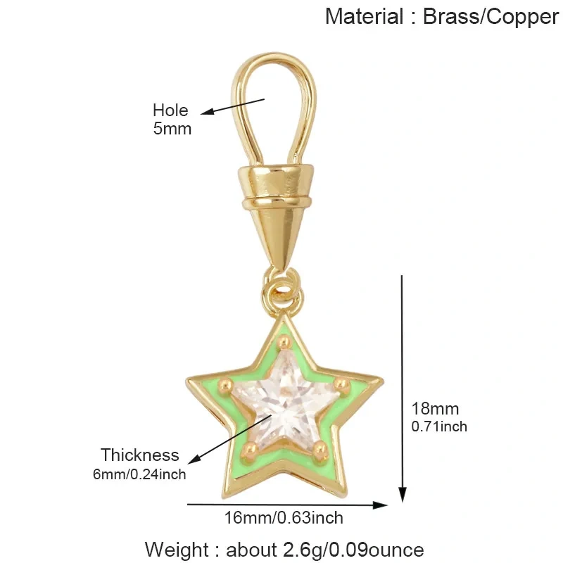 Trendy Rainbow Enamel Star Oval Rectangle Colorful Zircon Pendant Charms,DIY Necklace Bracelet Earring Jewelry Making Supply M13