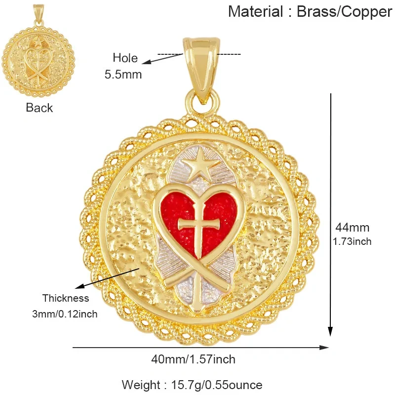 European Vintage Enamel Zircon Gold Plated Round Oval Tag Charms Pendant,DIY Handmade Necklace Jewelry DIY Making Supplies L90