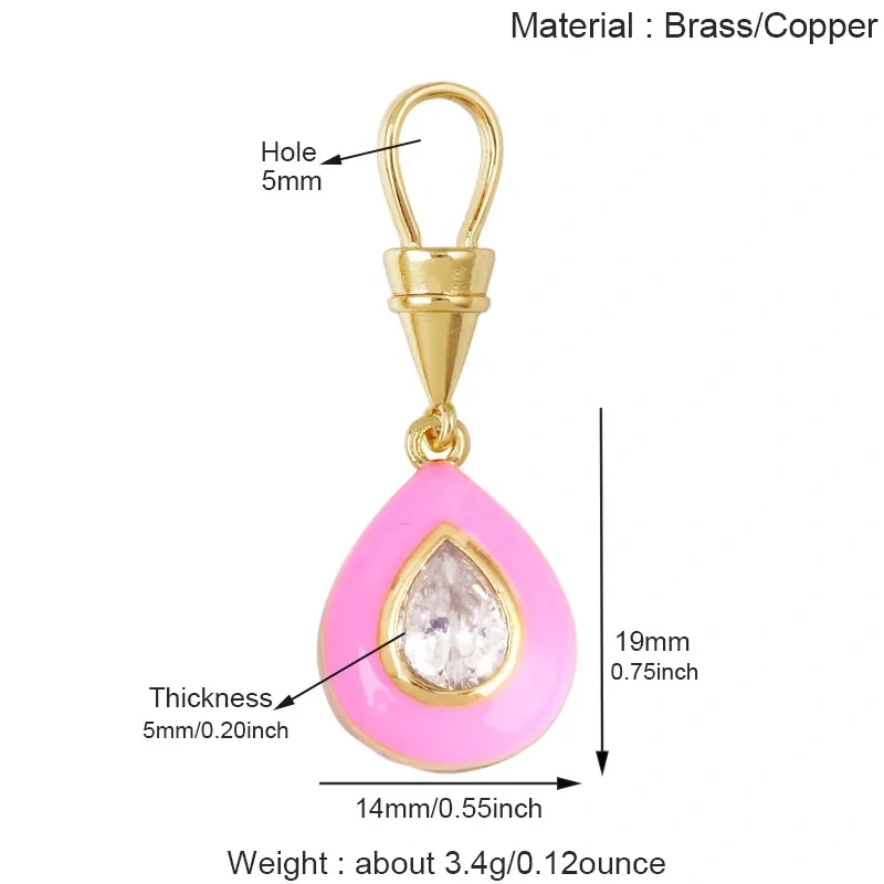 Colorful Enamel Charms Heart Water Drop Geometric Small Pendants Minimalist DIY Necklace Bracelet Jewelry Making Accessories J06