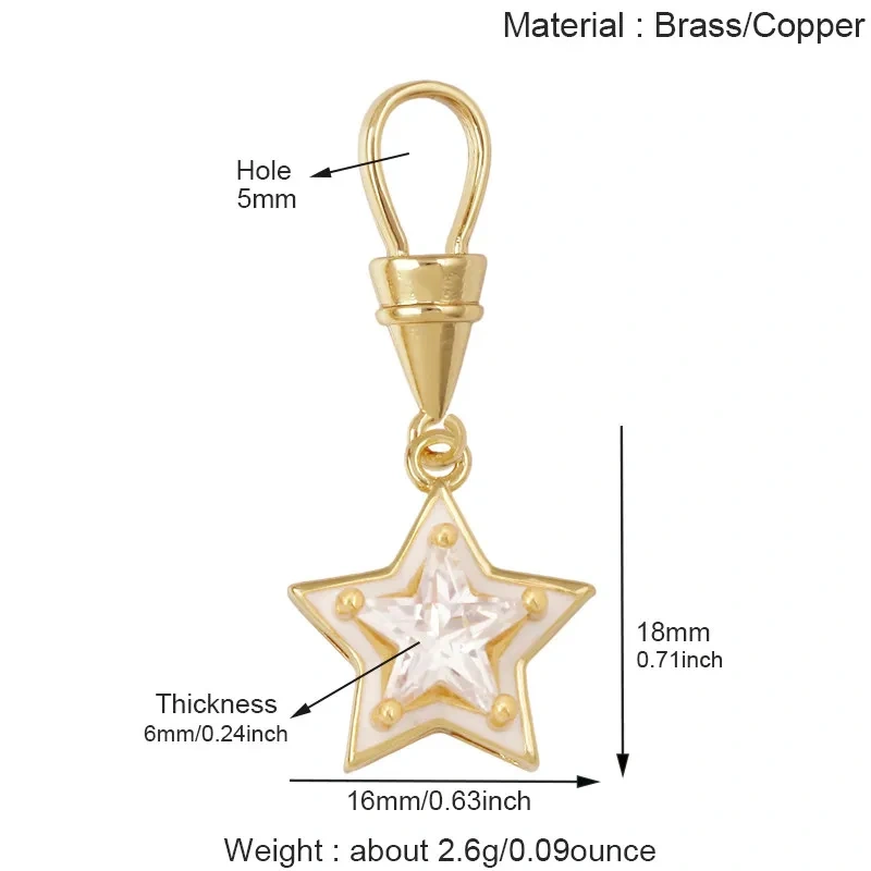 Trendy Rainbow Enamel Star Oval Rectangle Colorful Zircon Pendant Charms,DIY Necklace Bracelet Earring Jewelry Making Supply M13