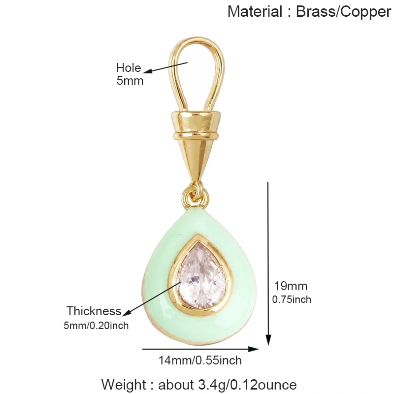 Colorful Enamel Charms Heart Water Drop Geometric Small Pendants Minimalist DIY Necklace Bracelet Jewelry Making Accessories J06