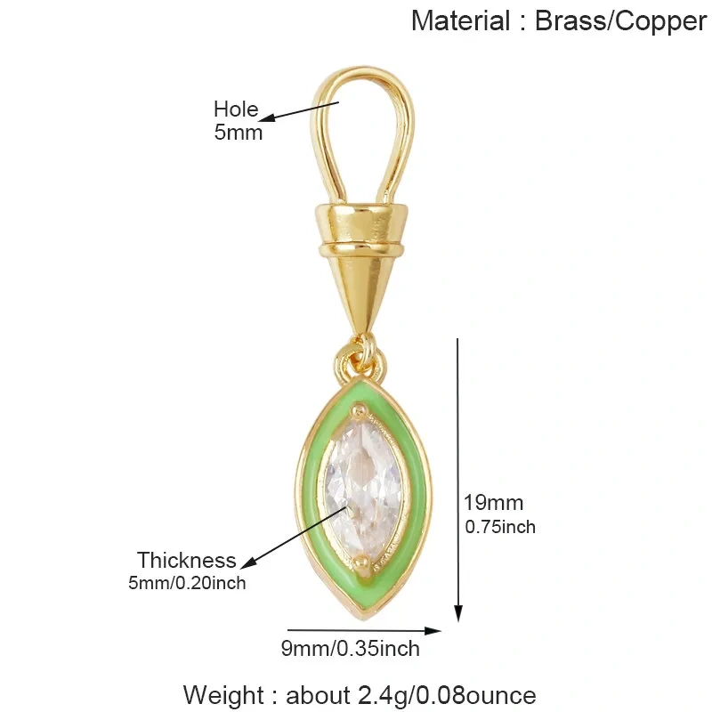 Trendy Rainbow Enamel Heart Marquise Teardrop Round CZ Pendant Charms,Necklace Bracelet Earring Jewelry Making Supplies J06 M13