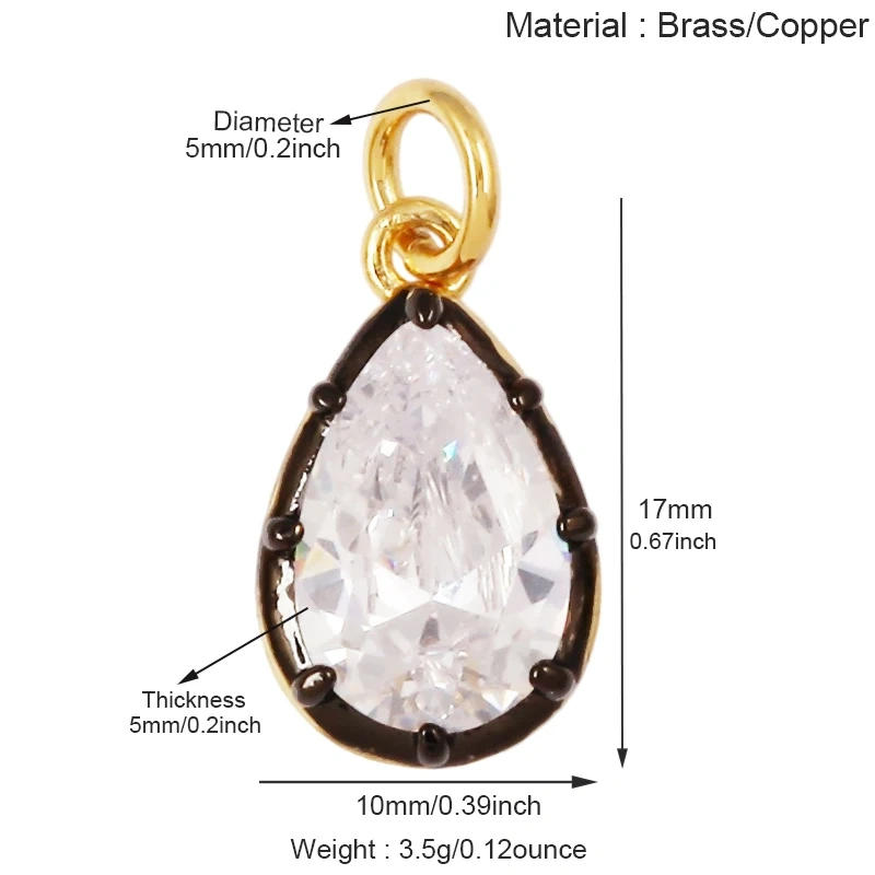 Colorful Zircon Charms Water Drop Oval Square Heart Shape Pendants,DIY Jewelry Making For Choker Necklace Clavicle Chain L91