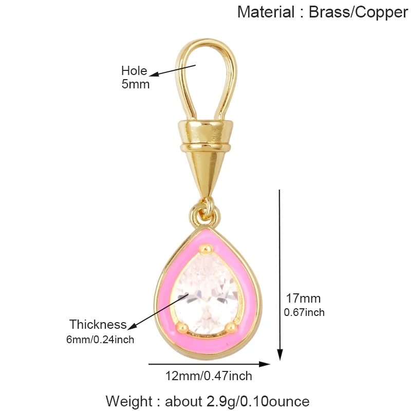 Trendy Rainbow Enamel Heart Marquise Teardrop Round CZ Pendant Charms,Necklace Bracelet Earring Jewelry Making Supplies J06 M13