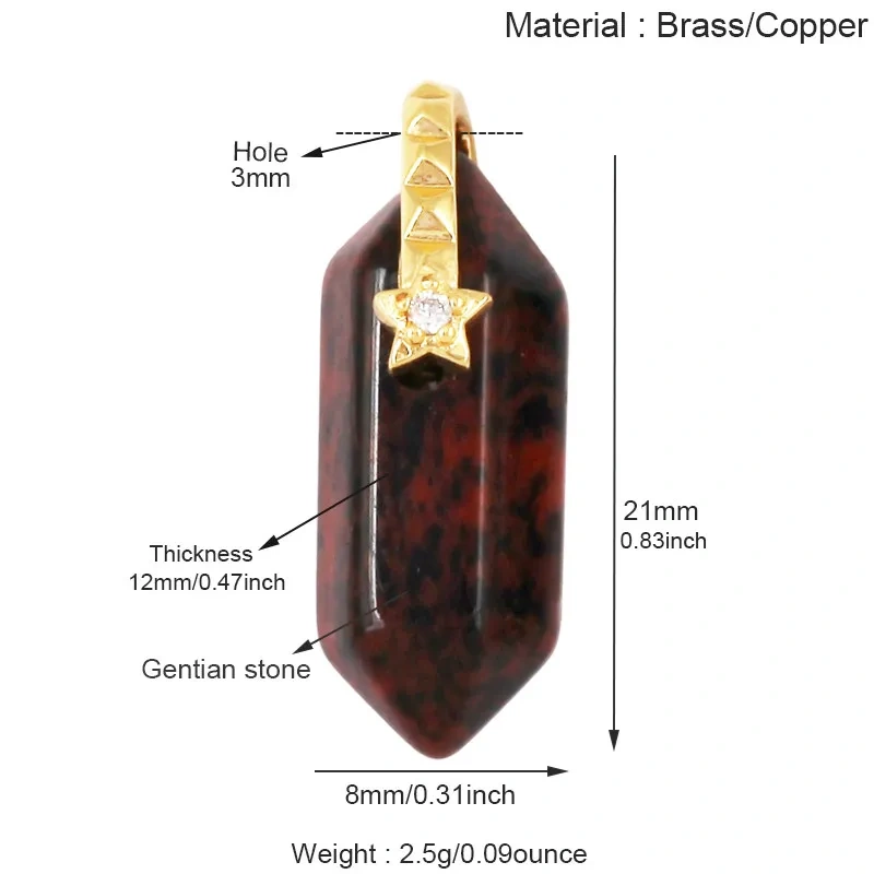 Natural Semi‑Precious Stone Star Charms,Amazonite Rose Quartz Tiger's Eye Turquoise Pendant Jewelry DIY Bracelet Necklace J39