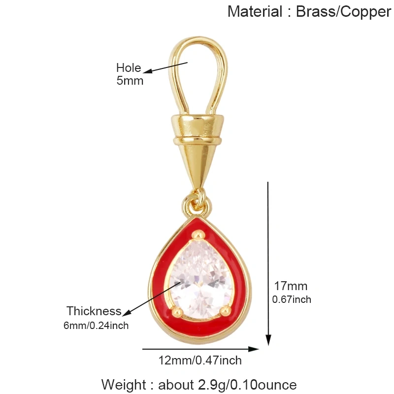 Trendy Rainbow Enamel Heart Marquise Teardrop Round CZ Pendant Charms,Necklace Bracelet Earring Jewelry Making Supplies J06 M13