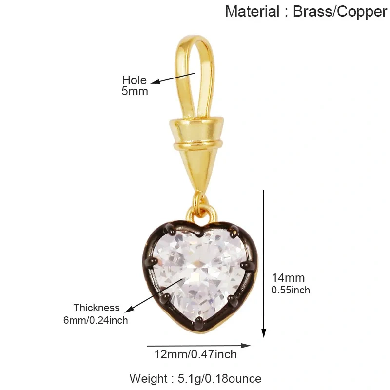 Colorful Zircon Charms Water Drop Oval Square Heart Shape Pendants,DIY Jewelry Making For Choker Necklace Clavicle Chain L91