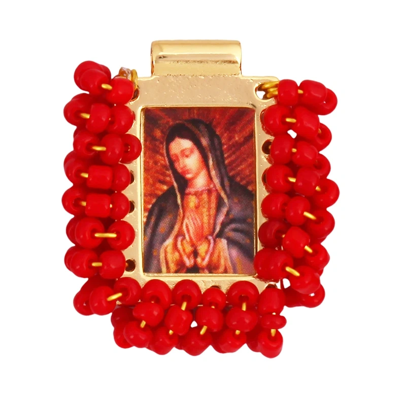 Bohemian Style Colourful Seed Glass Beads Charm Pendant,Fashion Religious Jesus Virgin Mary Jewelry Necklace Bracelet Supply K99