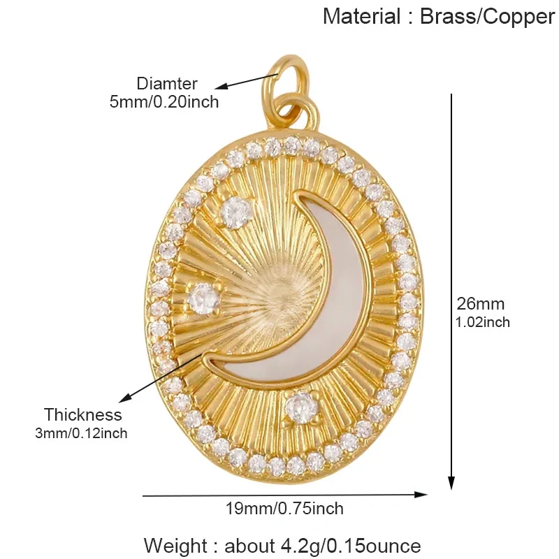 Sparkle Celestial Sun Moon Star Lightning Shell Pendants,Zircon Charms for DIY Jewelry Making Necklace Bracelet Accessories J02