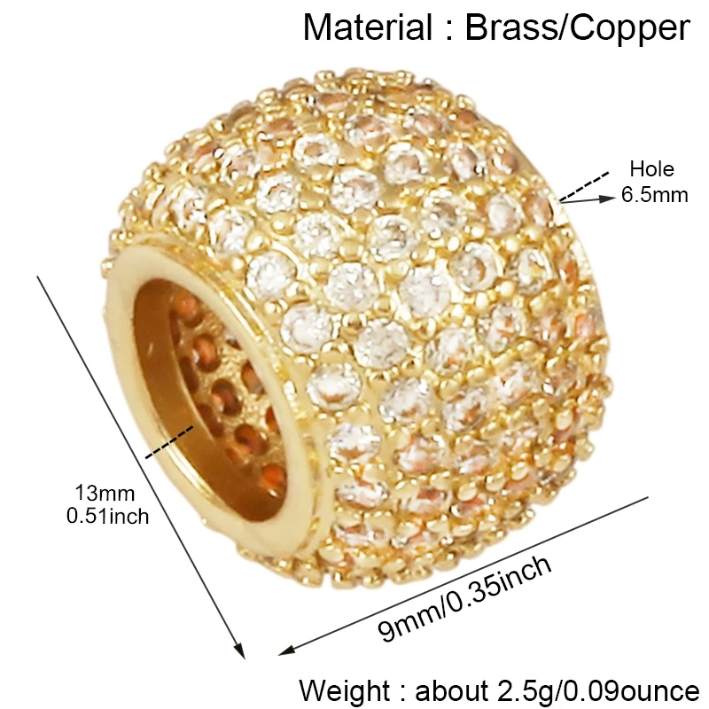 2pcs/Lot Baguette Cut Cage Style Pave Set Round Beads,Styling Spacer Beads For Paracord Bracelet Jewelry Making Accessories J32