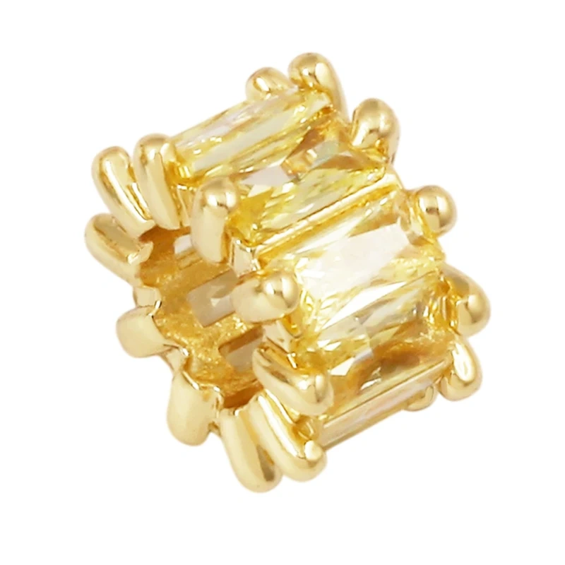 Baguette Cut Cage Style Pave Set Round Beads,Styling Spacer Beads For Paracord Bracelet Jewelry Making Accessories J32