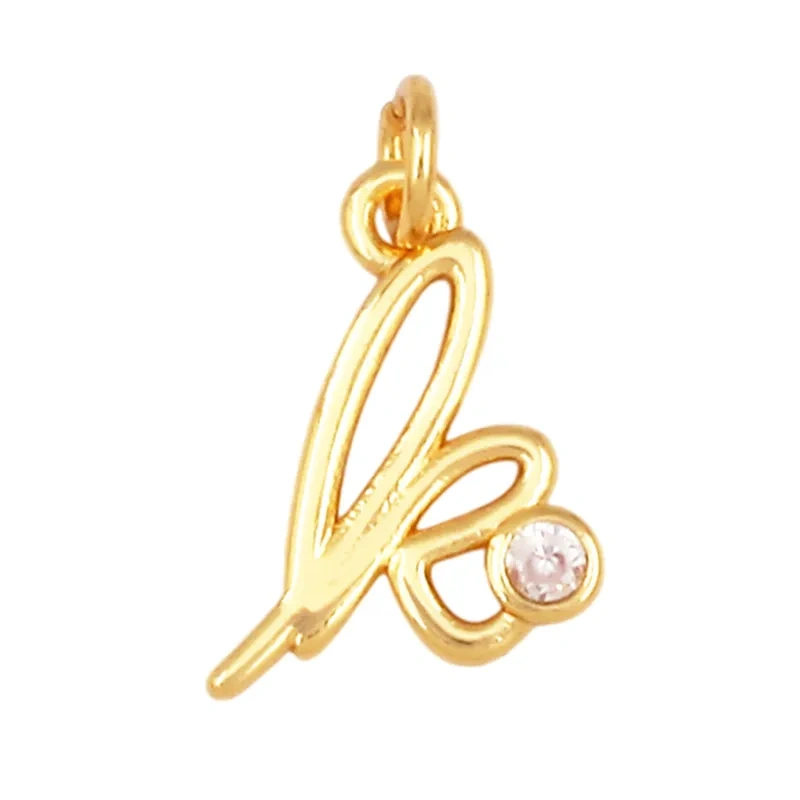 4pcs/Lot Cute Mini Alphabet Charm Initial Name Letter Pendant,Simple Zircon Necklace Bracelet DIY Jewelry Making Accessories R47