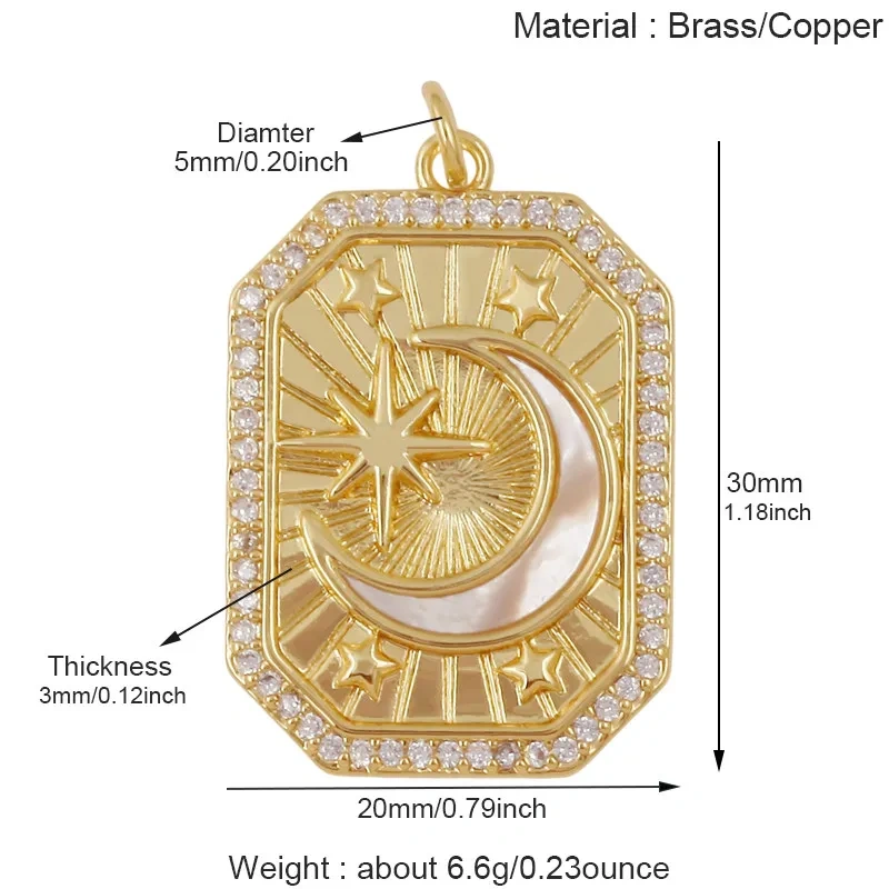 Sparkle Celestial Sun Moon Star Lightning Shell Pendants,Zircon Charms for DIY Jewelry Making Necklace Bracelet Accessories J02