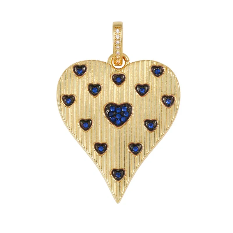 Fashion Love Heart Full Zircon Focal Charm Pendant,Real 18K Gold Plated Necklace Bracelet Jewelry Accessories Supplies M09 M07