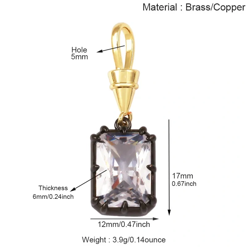 Colorful Zircon Charms Water Drop Oval Square Heart Shape Pendants,DIY Jewelry Making For Choker Necklace Clavicle Chain L91