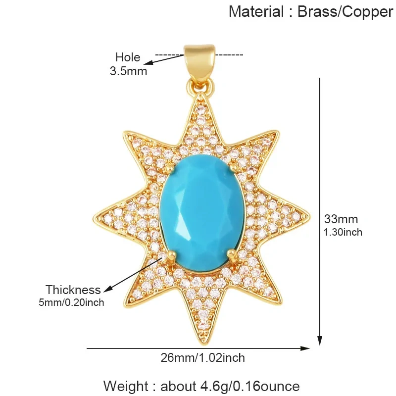 Sparkle Celestial Sun Moon Star Lightning Shell Pendants,Zircon Charms for DIY Jewelry Making Necklace Bracelet Accessories J02