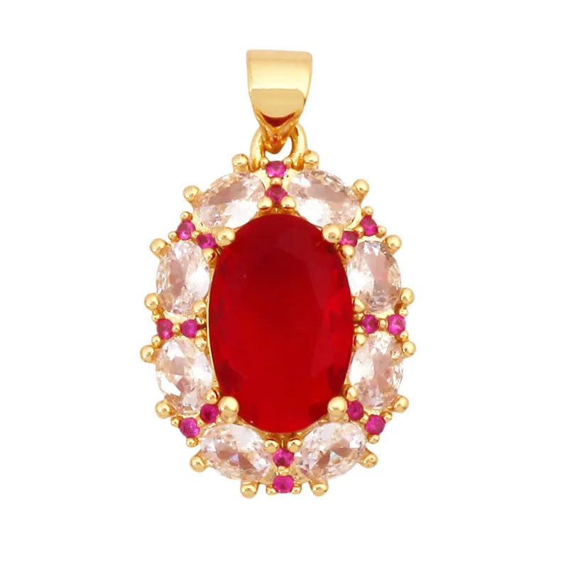 Colorful Zircon Charms Water Drop Oval Square Heart Shape Pendants,DIY Jewelry Making For Choker Necklace Clavicle Chain L91
