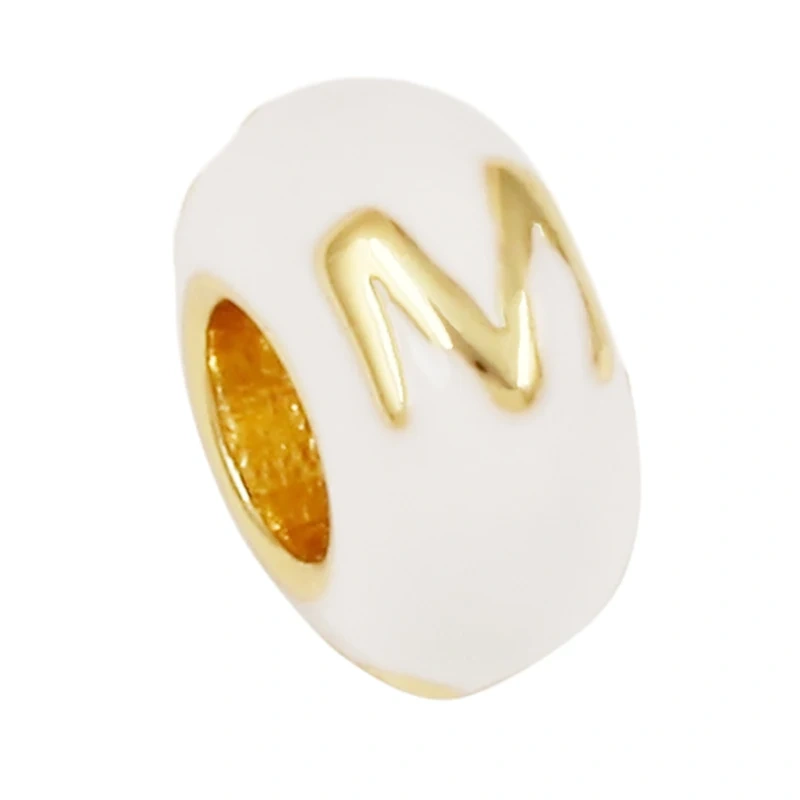 Trendy Large Hole Copper Letter Spacer Beads,Color Enamel Oil Drip Charms Bracelet Necklace Craft Making Jewelry Accessories R99
