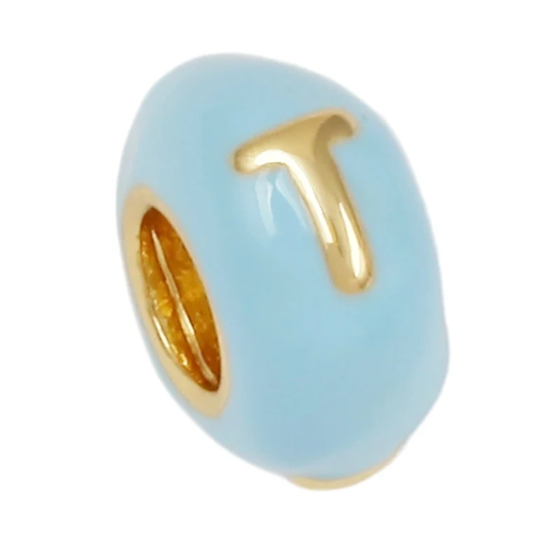Trendy Large Hole Copper Letter Spacer Beads,Color Enamel Oil Drip Charms Bracelet Necklace Craft Making Jewelry Accessories R99