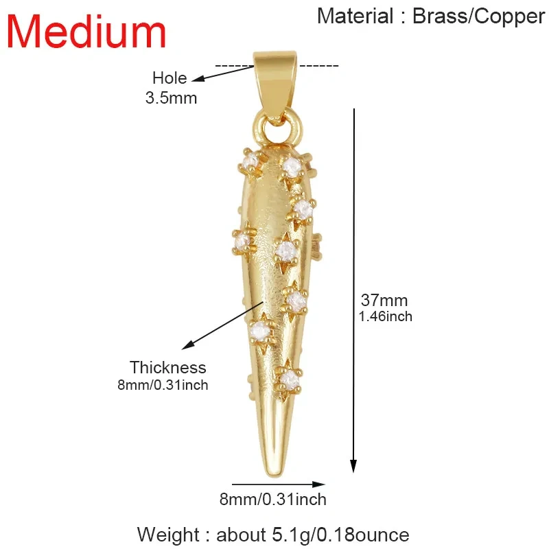 Luxury Zircon Cone Spike Teardrop Charm Pendant,DIY Necklace Bracelet Earring Jewelry Handmade Making Accessories Supplies H43