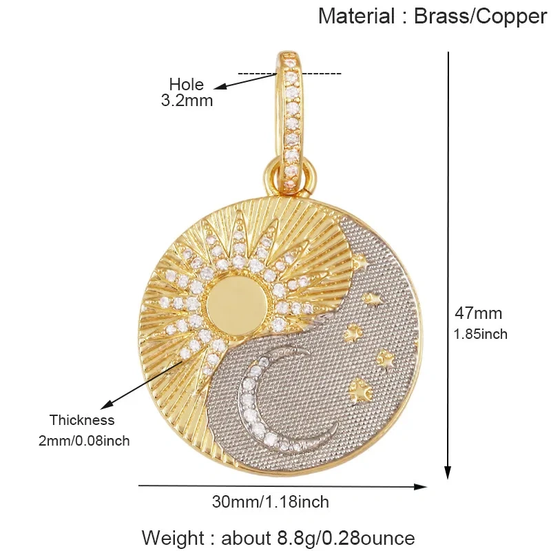 Sparkle Celestial Sun Moon Star Lightning Shell Pendants,Zircon Charms for DIY Jewelry Making Necklace Bracelet Accessories J02