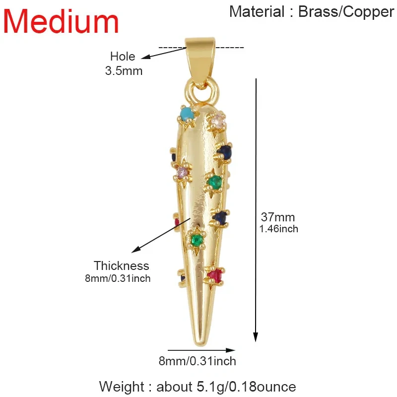 Luxury Zircon Cone Spike Teardrop Charm Pendant,DIY Necklace Bracelet Earring Jewelry Handmade Making Accessories Supplies H43