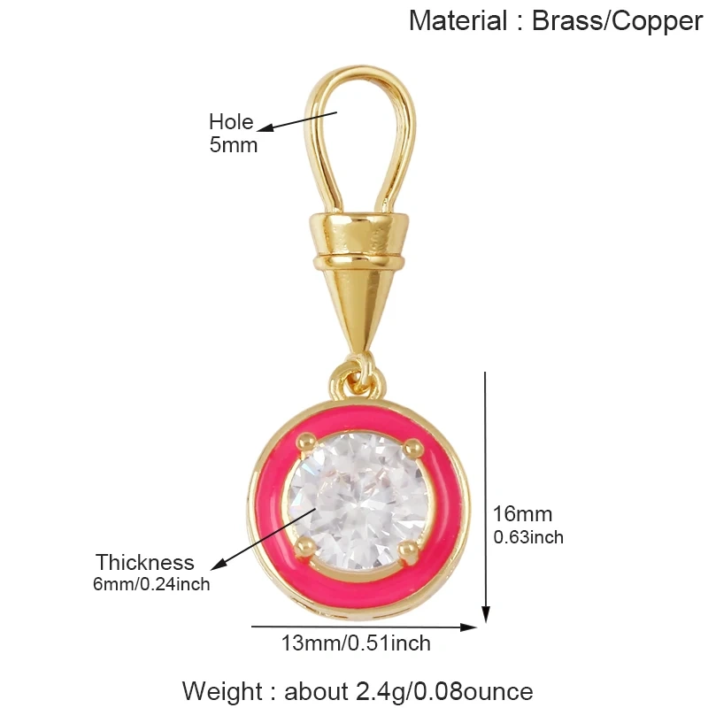 Trendy Rainbow Enamel Heart Marquise Teardrop Round CZ Pendant Charms,Necklace Bracelet Earring Jewelry Making Supplies J06 M13