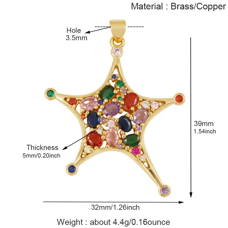 Sparkle Celestial Sun Moon Star Lightning Shell Pendants,Zircon Charms for DIY Jewelry Making Necklace Bracelet Accessories J02