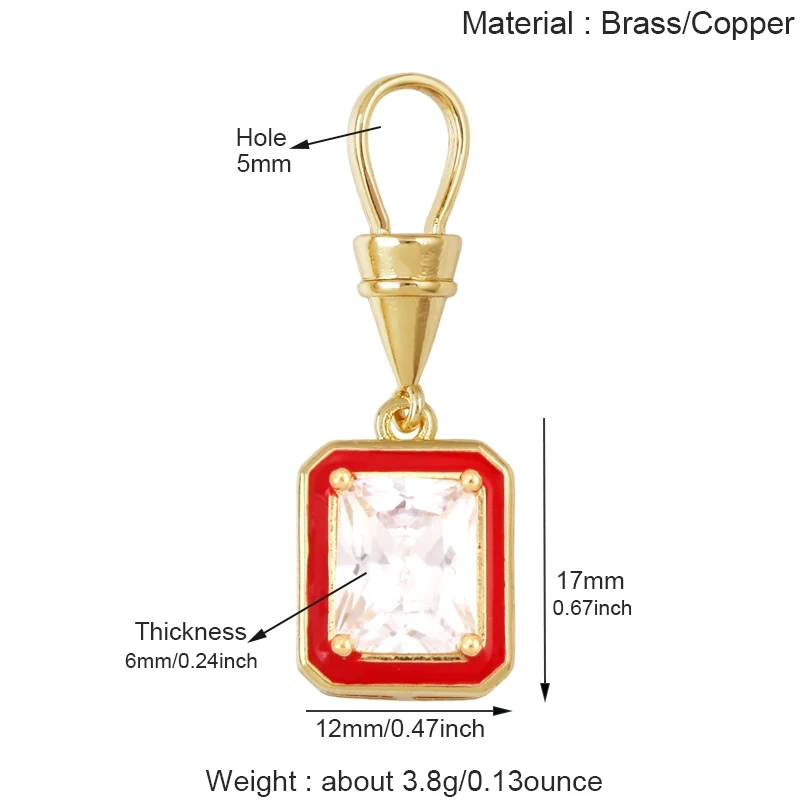 Trendy Rainbow Enamel Star Oval Rectangle Colorful Zircon Pendant Charms,DIY Necklace Bracelet Earring Jewelry Making Supply M13