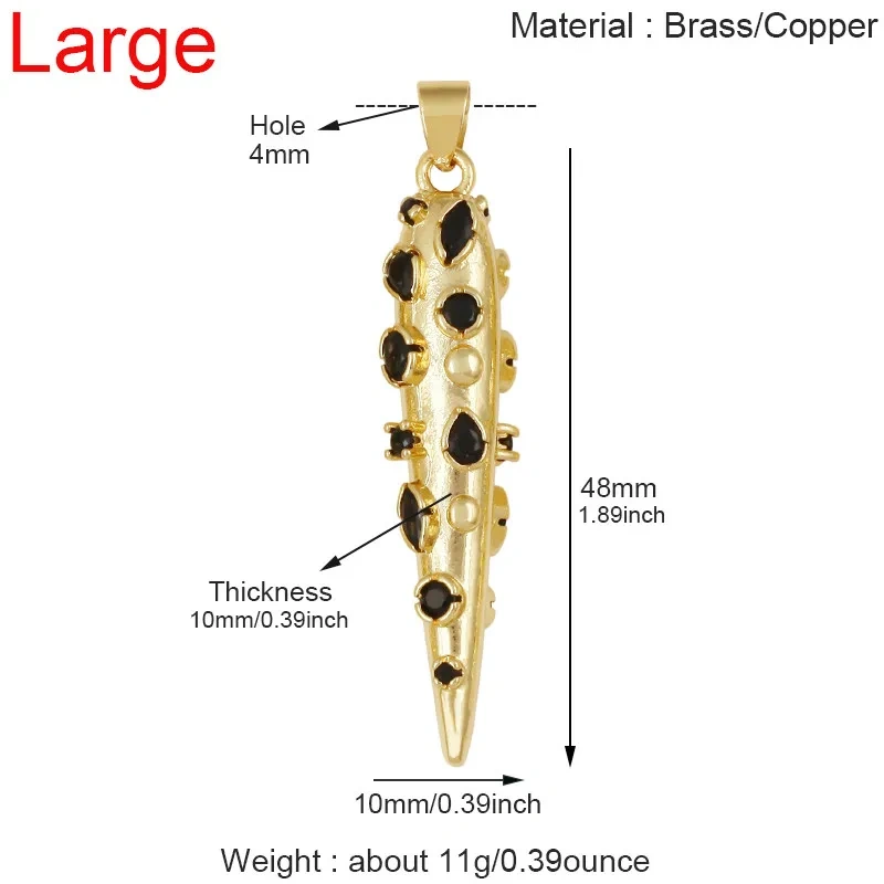 Luxury Zircon Cone Spike Teardrop Charm Pendant,DIY Necklace Bracelet Earring Jewelry Handmade Making Accessories Supplies H43