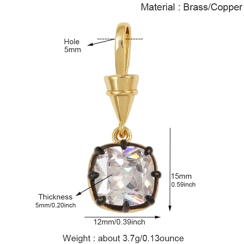 Colorful Zircon Charms Water Drop Oval Square Heart Shape Pendants,DIY Jewelry Making For Choker Necklace Clavicle Chain L91