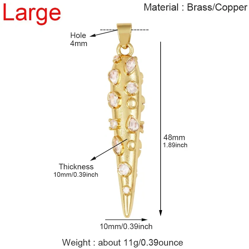 Luxury Zircon Cone Spike Teardrop Charm Pendant,DIY Necklace Bracelet Earring Jewelry Handmade Making Accessories Supplies H43