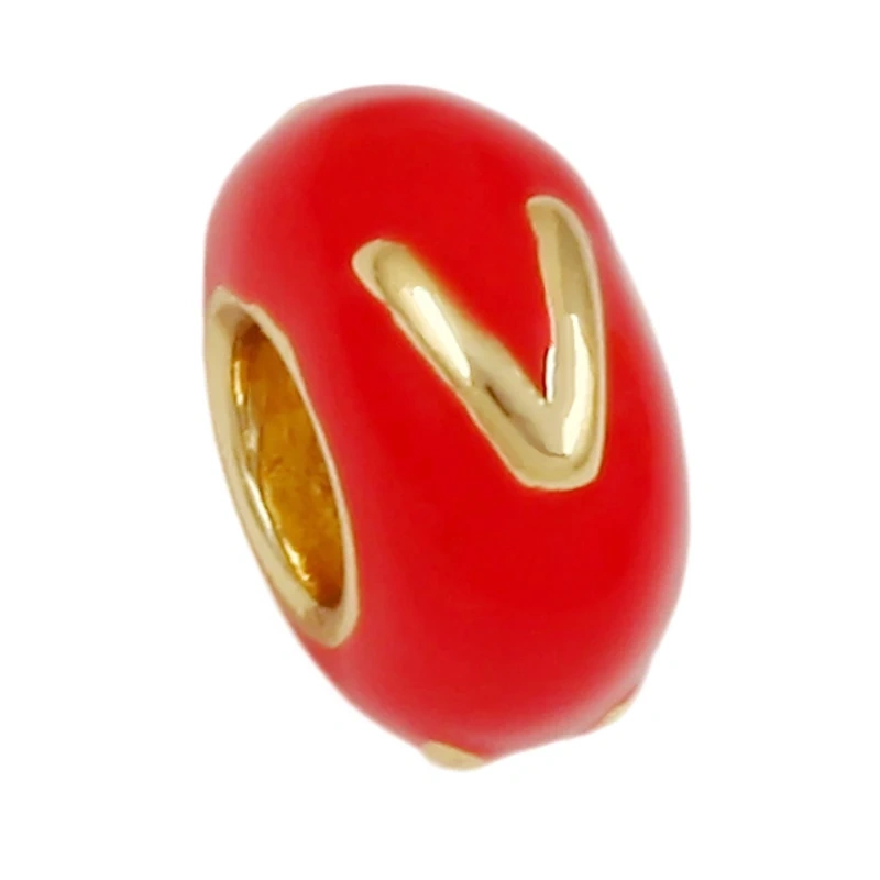 Trendy Large Hole Copper Letter Spacer Beads,Color Enamel Oil Drip Charms Bracelet Necklace Craft Making Jewelry Accessories R99